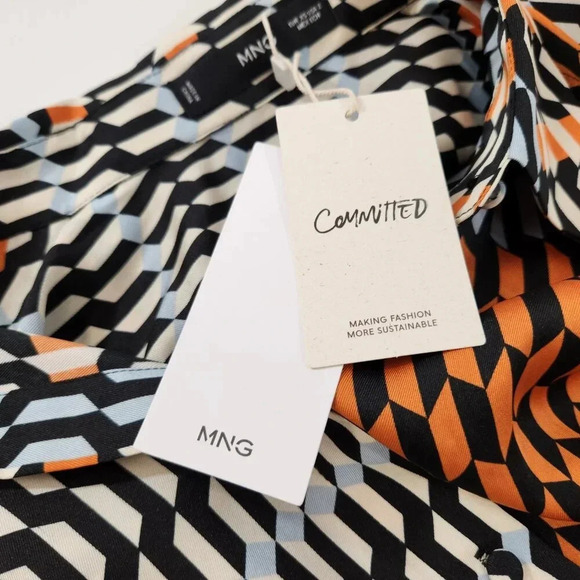 Mango Geometric Print Point Collar Shirt Size XS NWT - Picture 10 of 16